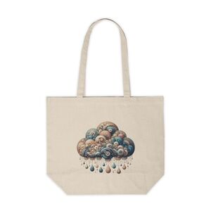 Boho Cloud With Raindrops Custom Canvas Tote Bag